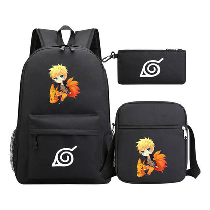 Anime Naruto Starry Sky Student School Bag Three Piece Set Backpack Set