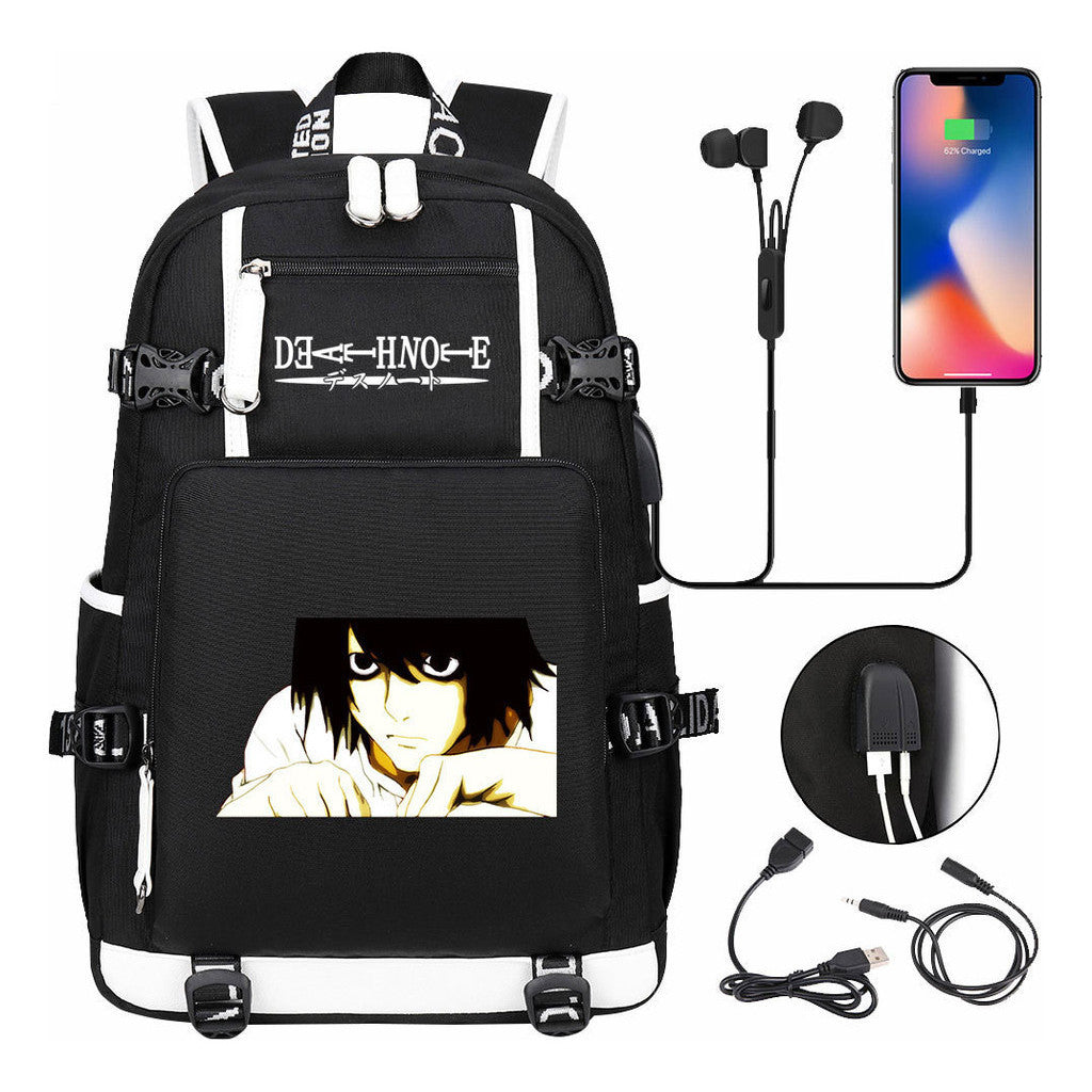 Death Note Usb Large Capacity Youth Student Backpack Men's And Women's Leisure Travel Backpack
