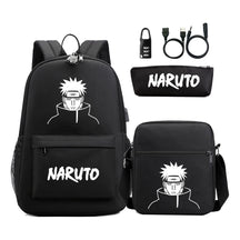 Naruto Usb Password Lock Student Backpack Three Piece Set For Boys And Girls Backpack Set