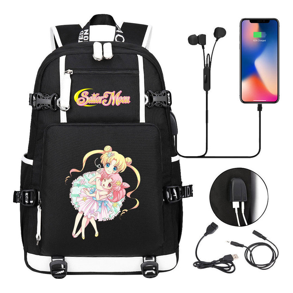 Beautiful Girl Warrior Usb Youth Student School Bag Travel Backpack