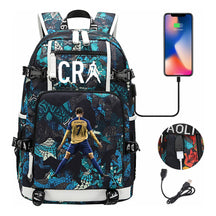 Football Star Cristiano Ronaldo Printed Youth Student Backpack Leisure Travel Backpack