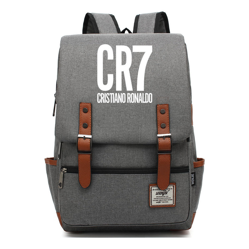 Football Star Cristiano Ronaldo Printed Backpack For Men And Women With Casual Belt Buckle Classic Backpack