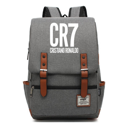 Football Star Cristiano Ronaldo Printed Backpack For Men And Women With Casual Belt Buckle Classic Backpack