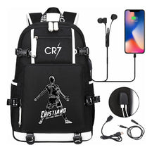 Football Dribbling Star Cristiano Ronaldo Printed Usb Large Capacity Youth Student Backpack For Men And Women's Leisure Travel Backpack