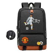 Football Star Cristiano Ronaldo Printed Usb Youth Student Backpack For Boys And Girls Leisure Travel Backpack
