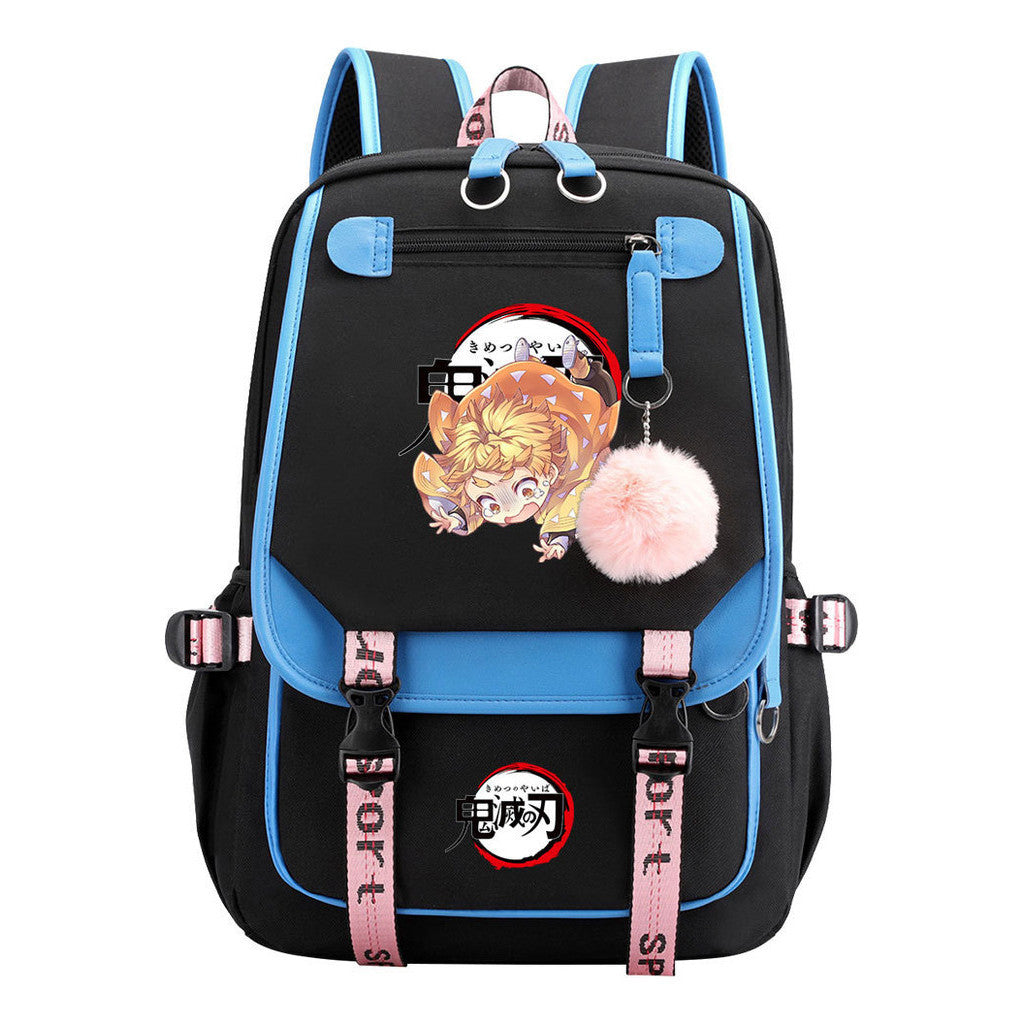 Comic Cartoon Fashion Usb Student Backpack Casual Woven Flap Backpack