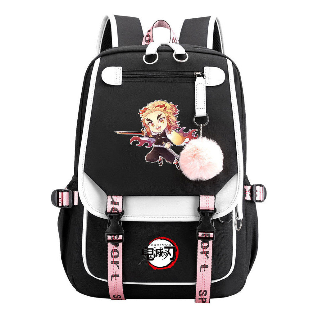 Japanese Cartoon Fashion Usb Student Backpack Casual Woven Flap Backpack