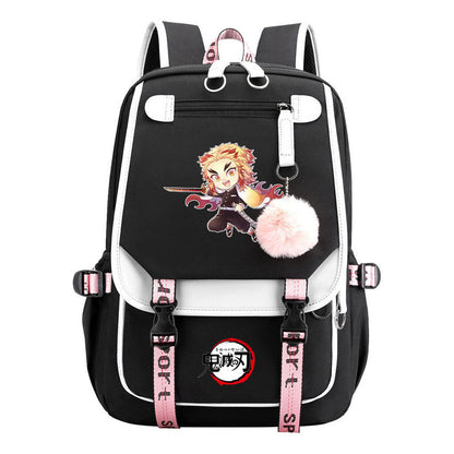 Japanese Cartoon Fashion Usb Student Backpack Casual Woven Flap Backpack