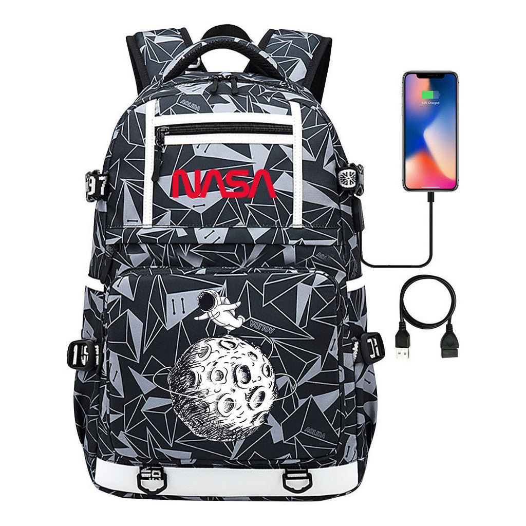 Printed Usb Youth School Bag Backpack Leisure Travel Backpack