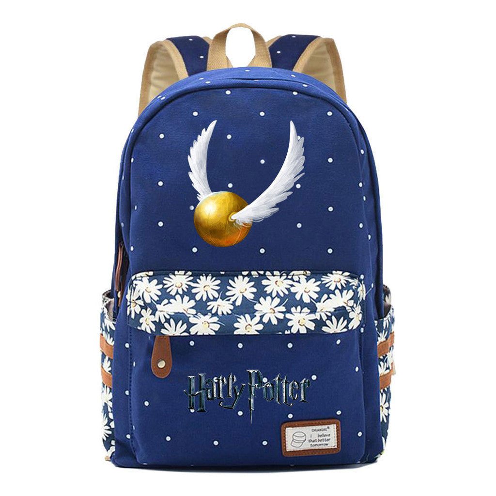 School Of Witchcraft And Wizardry Student Backpack With Floral Canvas Backpack