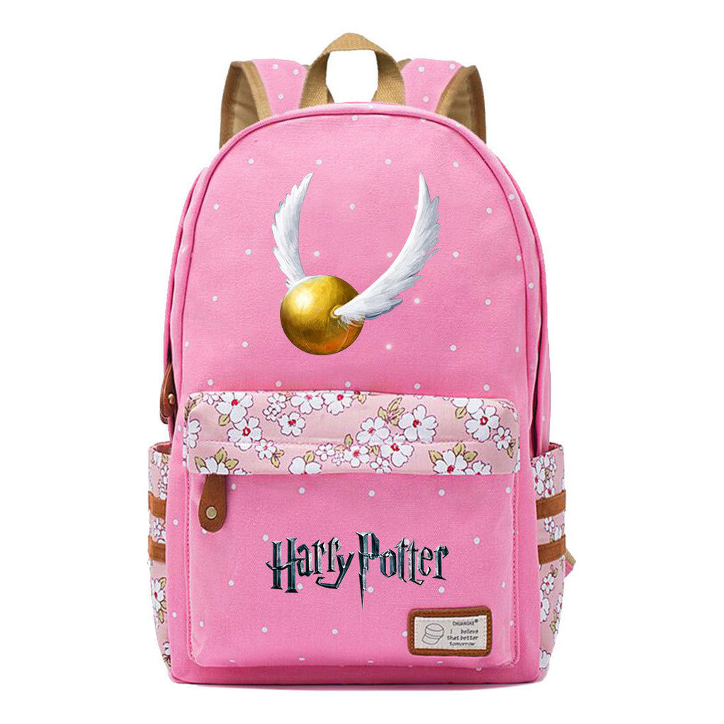 School Of Witchcraft And Wizardry Student Backpack With Floral Canvas Backpack