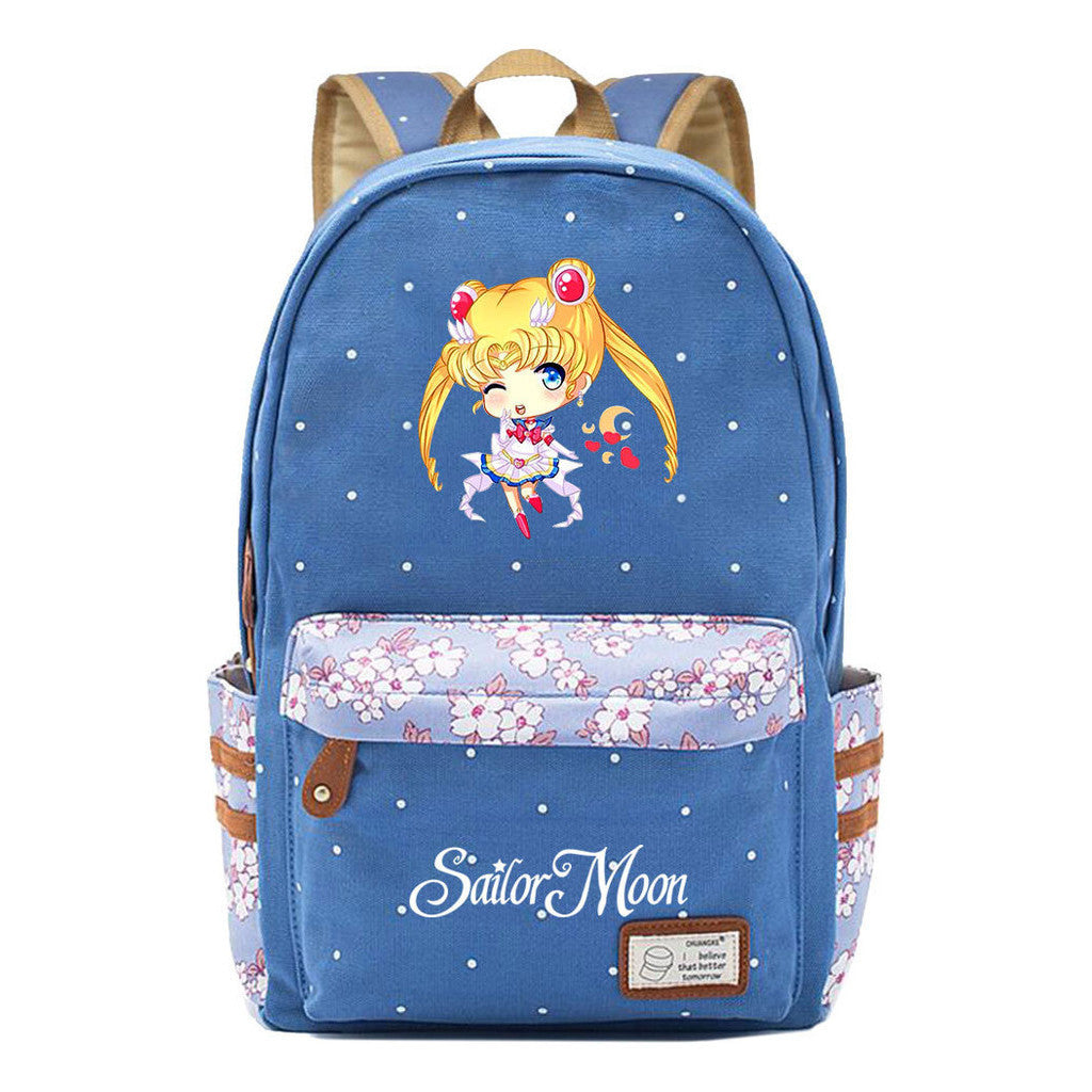 Anime Beauty Girl Warrior Youth School Bag Fragmented Flower Leisure Backpack