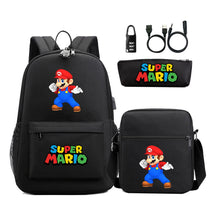 Super Mario Usb Password Lock Youth Student Backpack 3-piece Set For Men And Women Backpacks