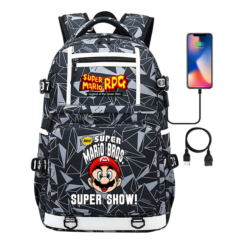 Super Mario Printed Backpack For Men And Women, Casual Travel Backpack