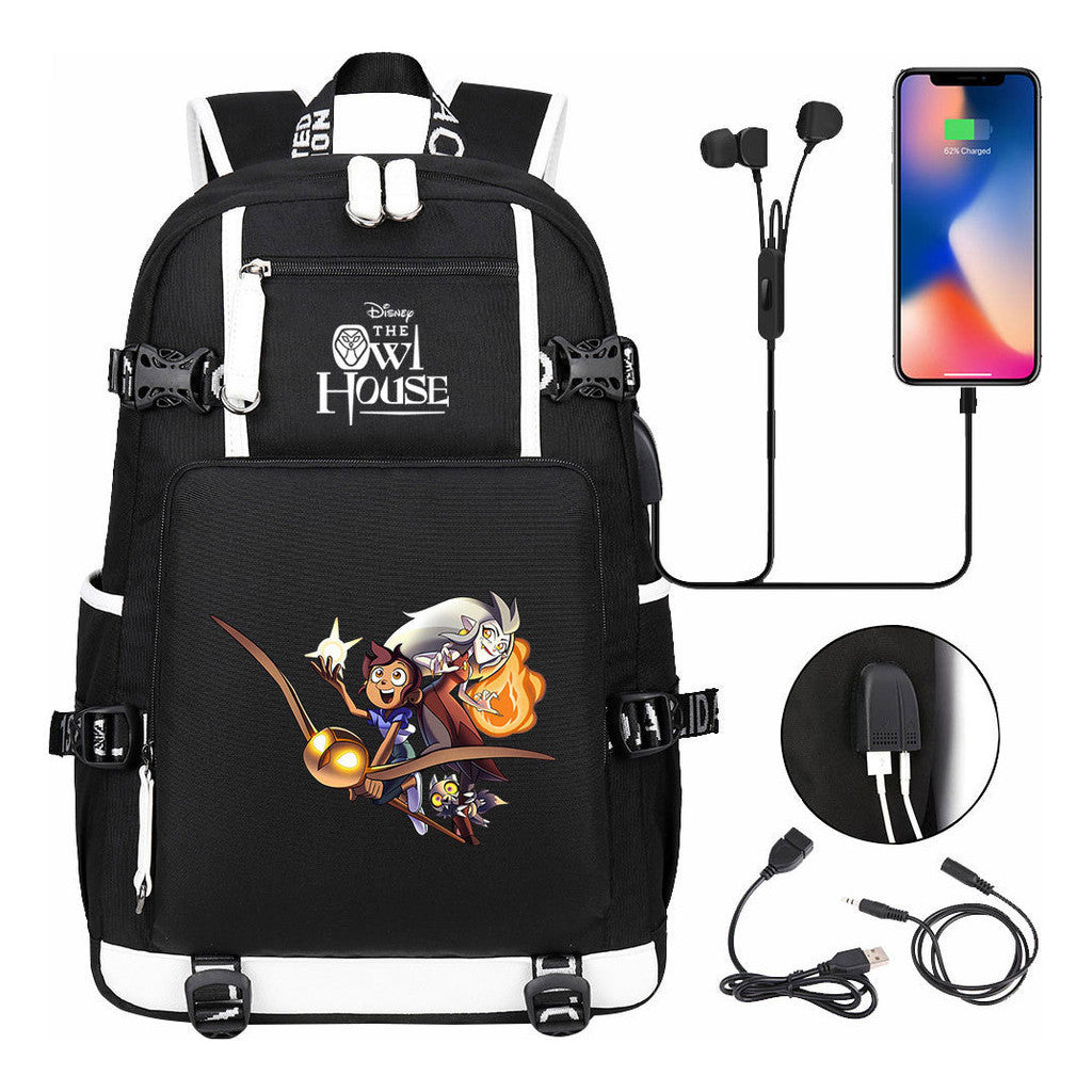 Anime Owl Magic Print Youth Student School Bag Backpack Leisure Travel Backpack
