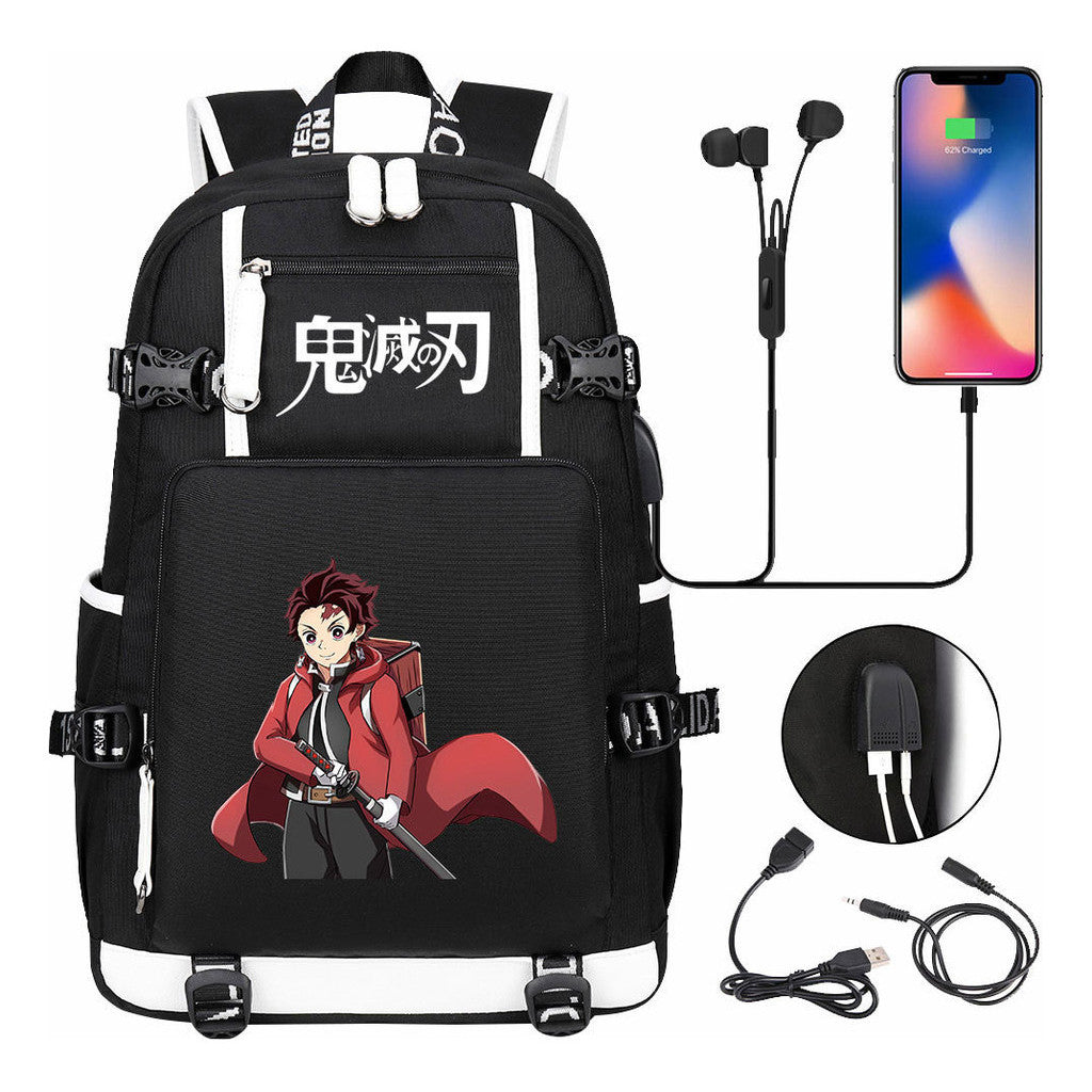 Printed Usb Large Capacity Student Backpack For Leisure Travel Backpack