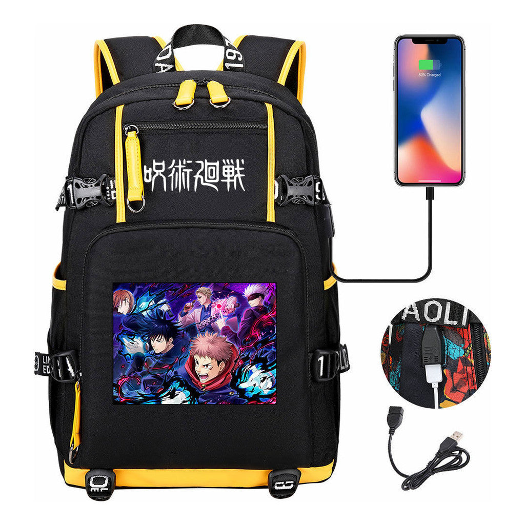 Printed Usb Youth Student Backpack Men And Women's Leisure Large Capacity Travel Backpack