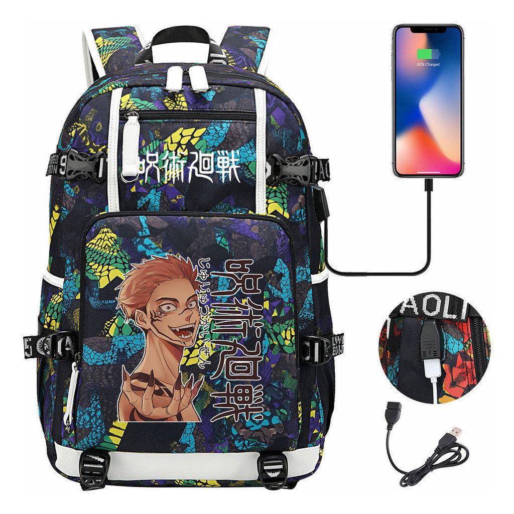 Printed Usb Youth Student Backpack For Men And Women's Leisure Large Capacity Travel Backpack