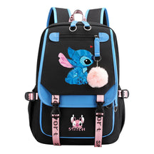 Interstellar Baby Stitch Usb Student Backpack For Boys And Girls, Casual Woven Strap Flip Back Backpack