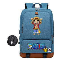Cartoon Pirate King Print Usb Youth Backpack For Boys And Girls Leisure Travel Backpack
