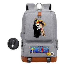 Cartoon Pirate King Print Usb Youth Backpack For Boys And Girls Leisure Travel Backpack