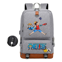 Cartoon One Piece Print Usb Youth Student Backpack For Leisure Travel Backpack