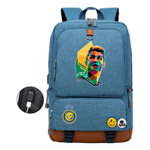 Football Star Cristiano Ronaldo Printed Usb Youth Student Backpack For Leisure Travel Backpack