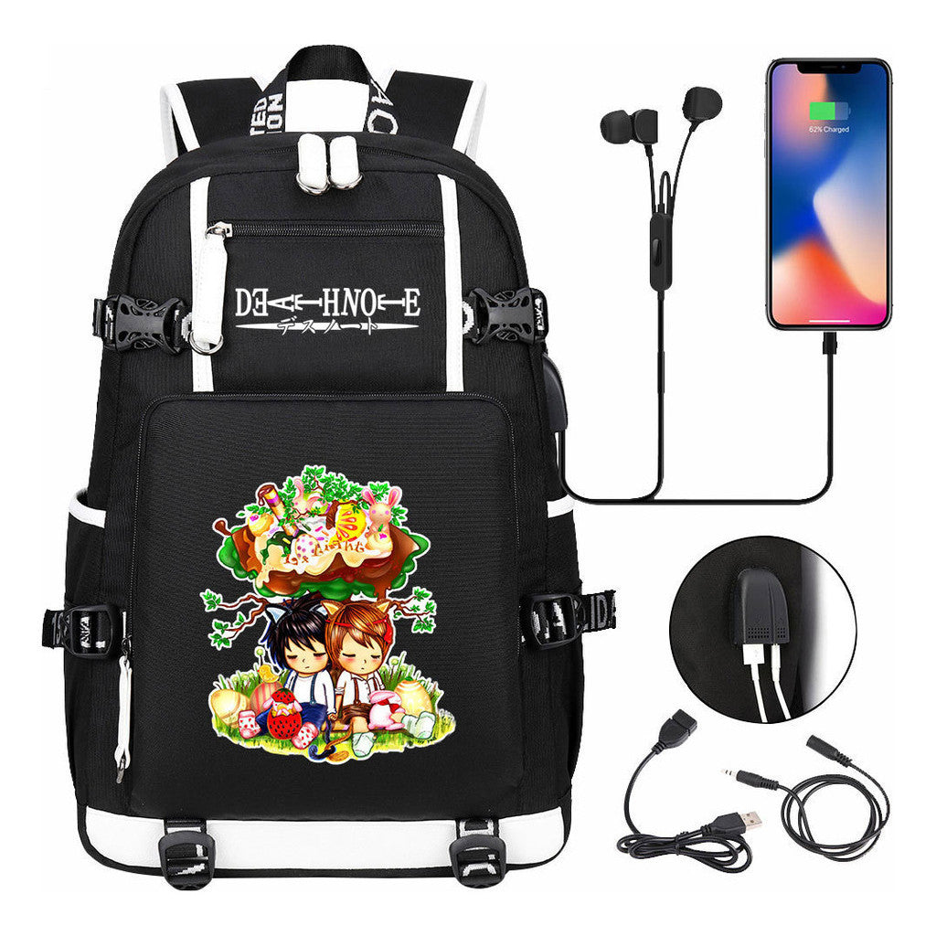 Death Note Usb Large Capacity Youth Student Backpack Men's And Women's Leisure Travel Backpack