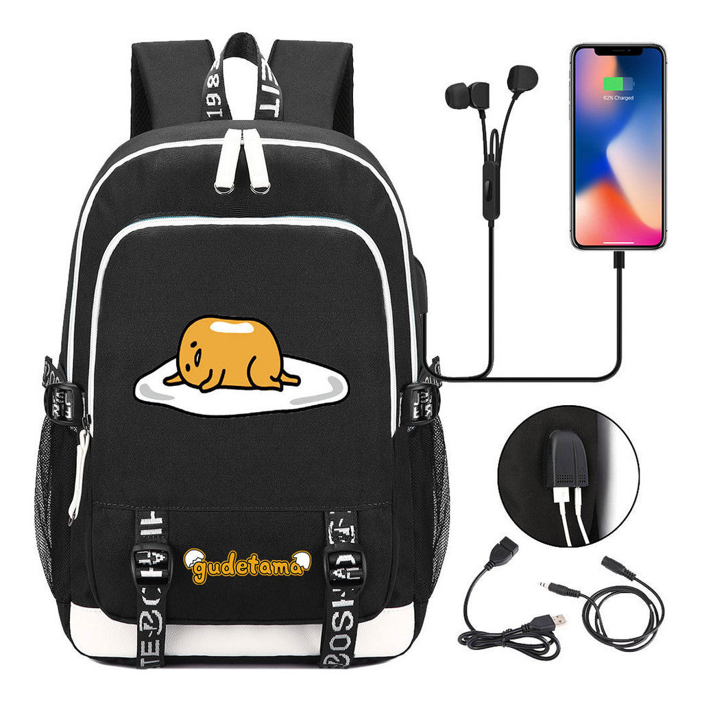 Comic Egg Yolk Lazy Egg Teenage Student Backpack Usb Boys And Girls Casual Backpack