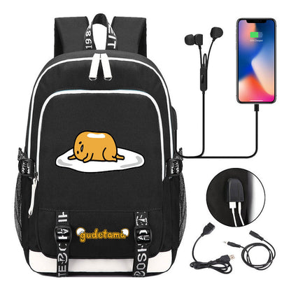 Comic Egg Yolk Lazy Egg Teenage Student Backpack Usb Boys And Girls Casual Backpack