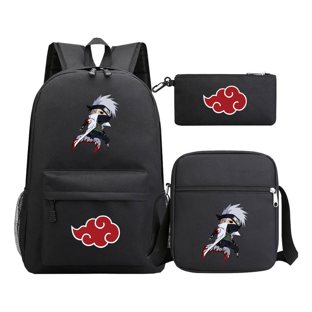 Anime Naruto Starry Sky Youth School Bag Three Piece Set For Boys And Girls Backpack Set