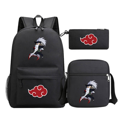 Anime Naruto Starry Sky Youth School Bag Three Piece Set For Boys And Girls Backpack Set