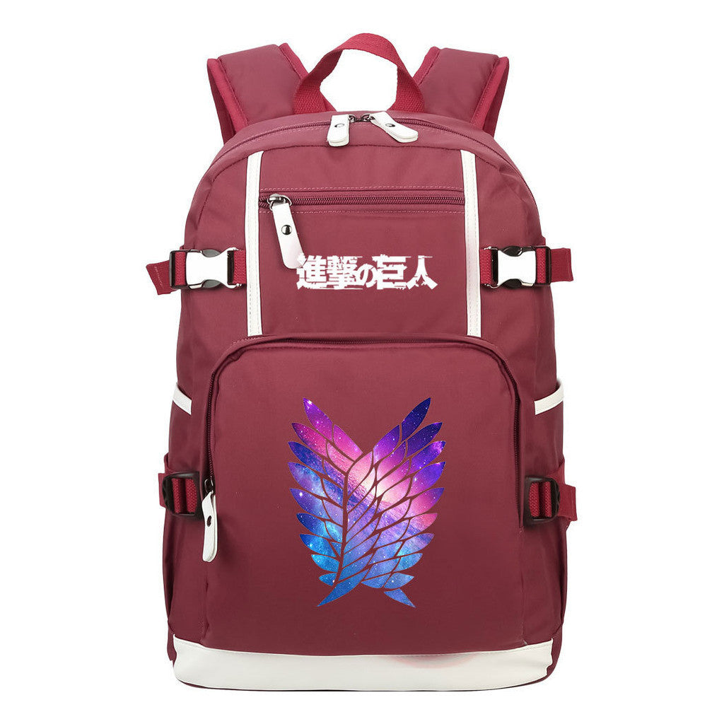Giant Wings Of Cartoon And Anime Attack Youth Student Backpack, Leisure Travel Backpack