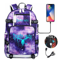 Blue Night Light Death Note Usb Youth Student School Bag Men's And Women's Leisure Travel Backpack