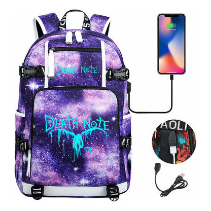 Blue Night Light Death Note Usb Youth Student School Bag Men's And Women's Leisure Travel Backpack