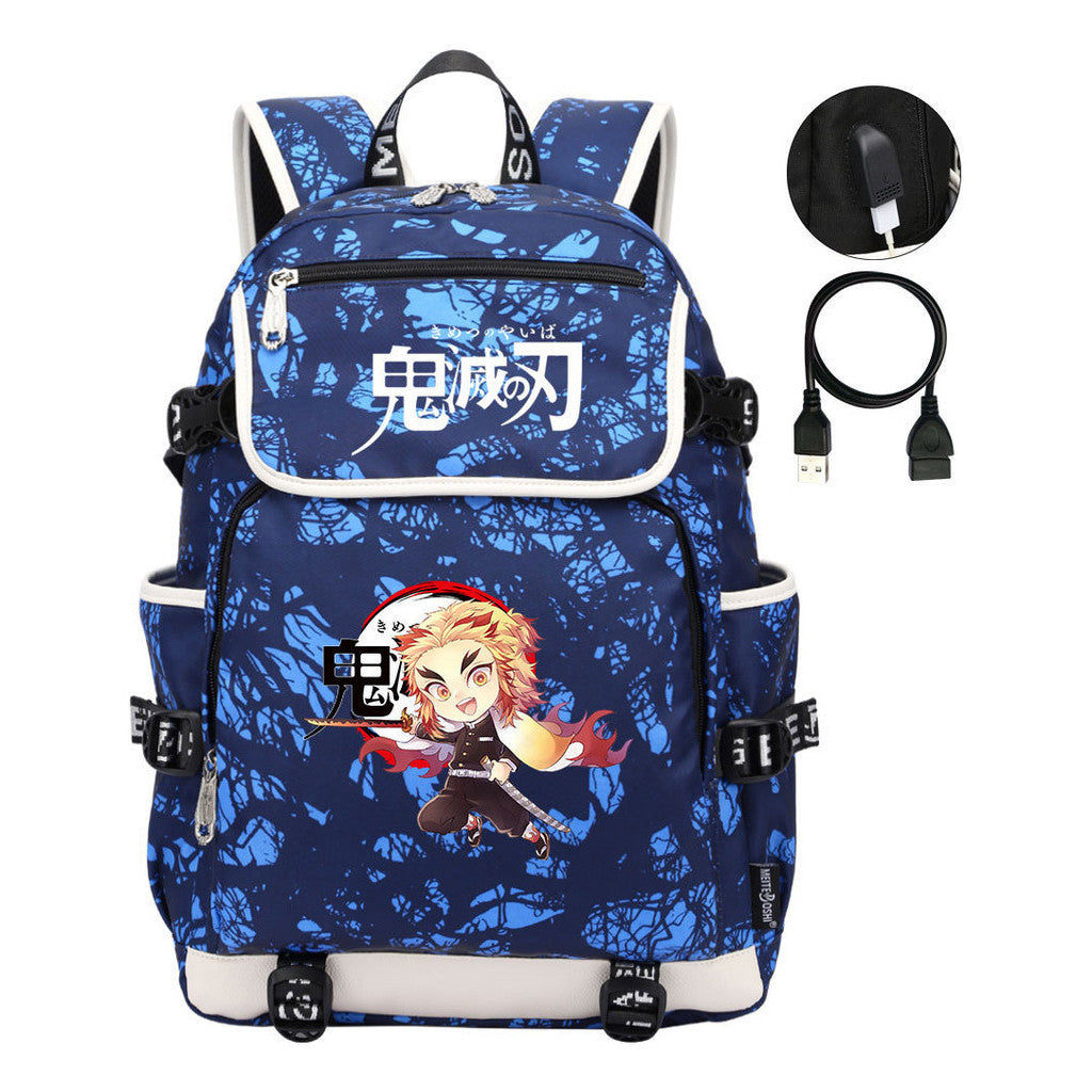 Anime Cartoon Usb Youth Student Backpack For Men And Women Leisure Backpack