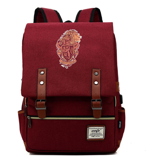 School Of Witchcraft And Wizardry Youth Student Backpack Usb Leisure Belt Buckle Backpack