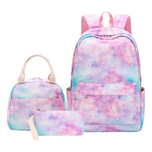 Rainbow Gradient Teenage Student Girls School Bag Lunch Bag Three Piece Set Backpack Set