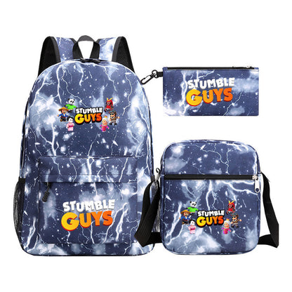 Three piece printed student backpack set for boys and girls, backpack set