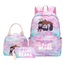 Cartoon Cute Three Bears Youth Student Girls School Bag Lunch Bag Three Piece Set Backpack Set