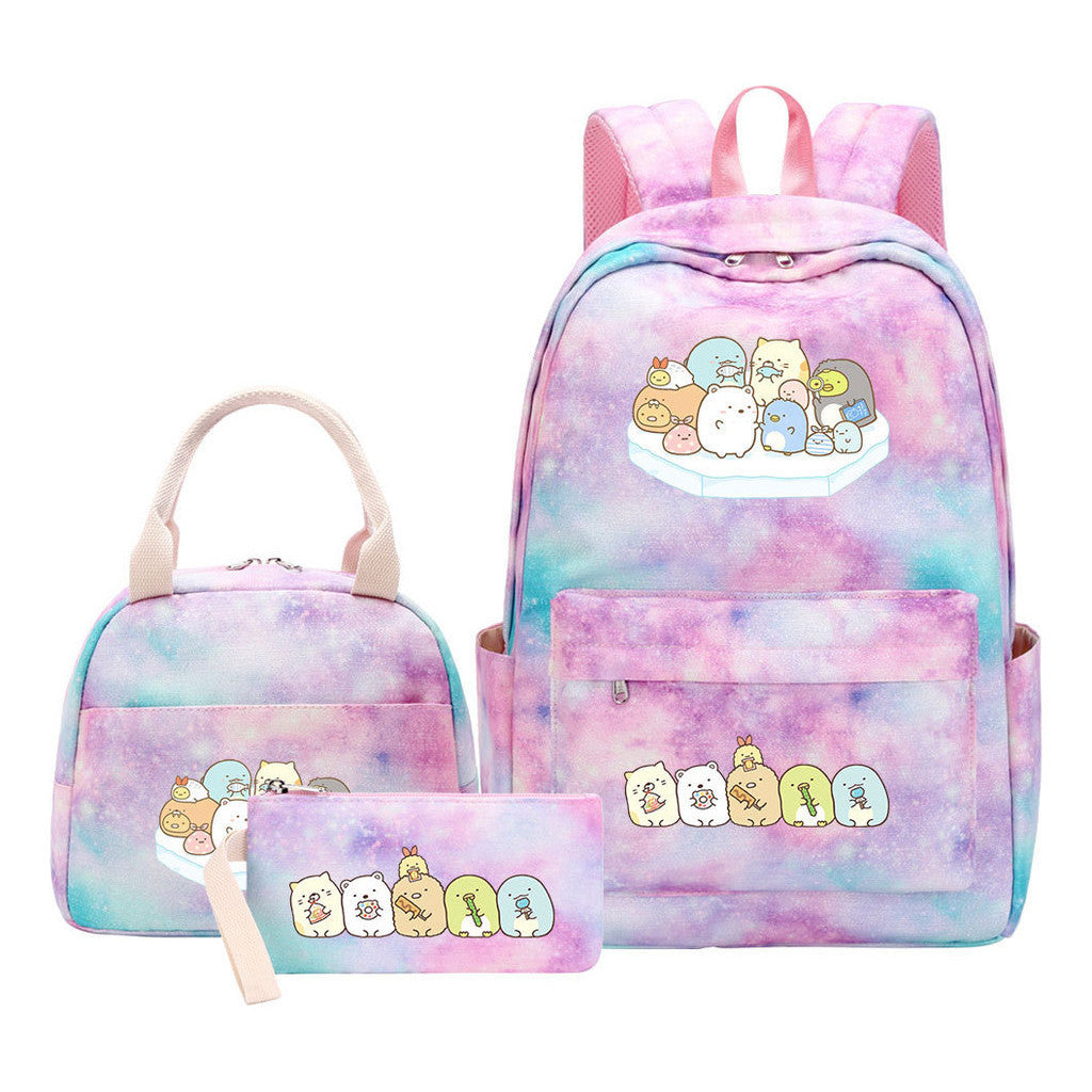 Game Corner Biology Youth Student Girls School Bag Lunch Bag Three Piece Set Backpack Set
