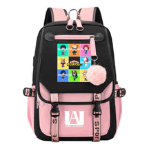 Comics My Heroes Academy Usb Student Backpack Casual Ribbon Flip Backpack