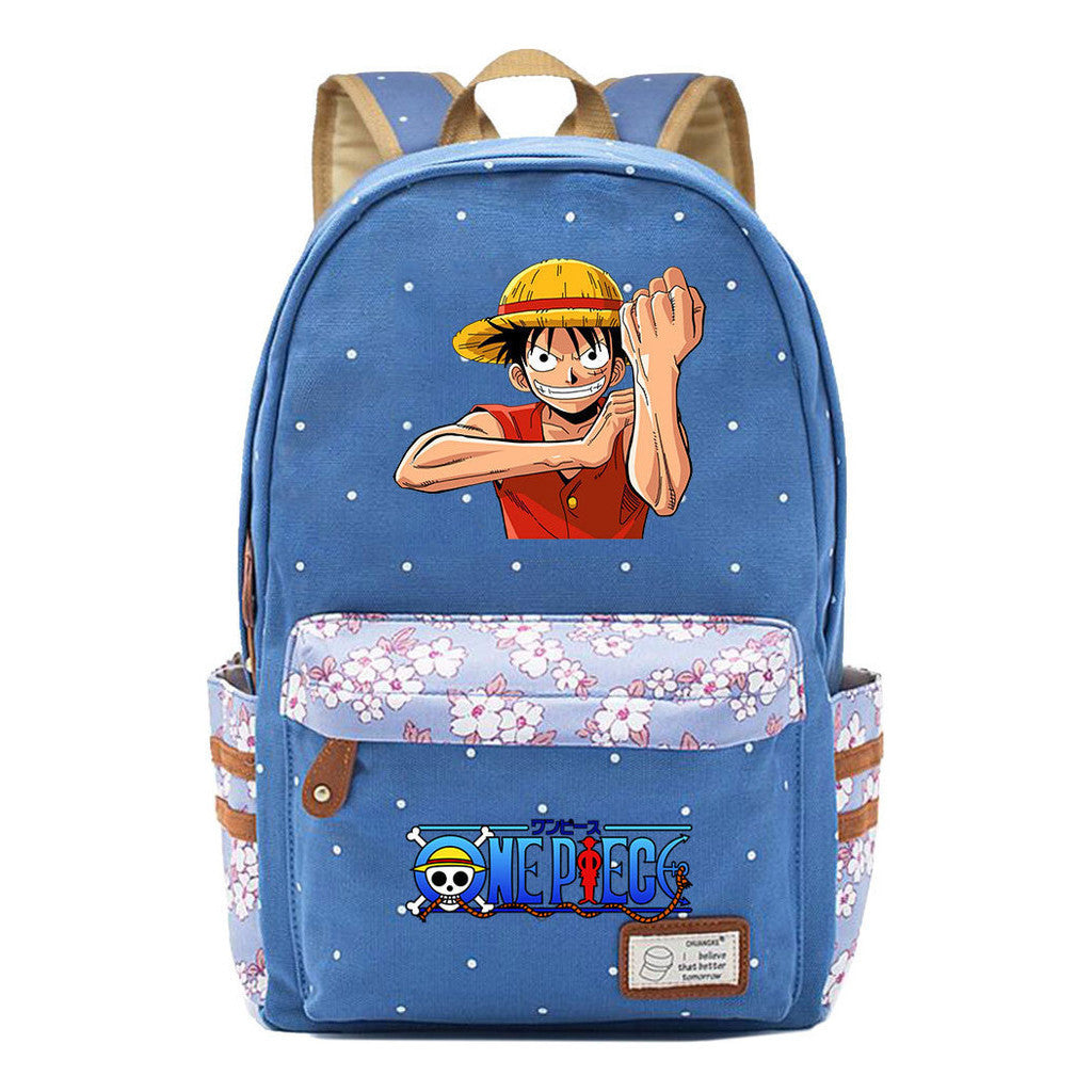 Anime Pirate Wang Lufei Printed Book Bag Fragmented Flower Leisure Backpack