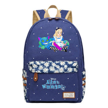 Anime Cartoon Cheshire Cat Print Youth Student Backpack With Floral Casual Backpack