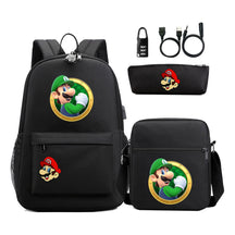 Super Mario Usb Password Lock Youth Student Backpack 3-piece Set For Men And Women Backpacks
