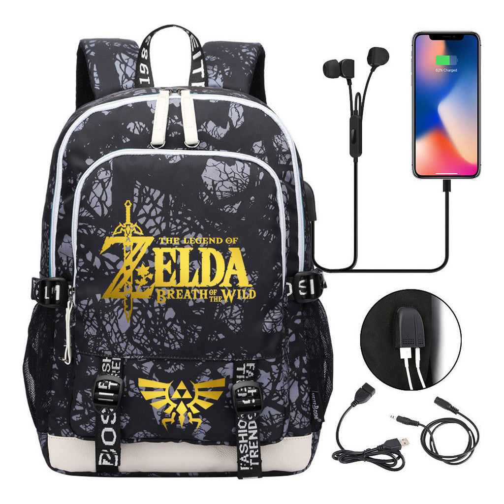 Golden Selda Kingdom Tears Usb Youth Student Backpack Men's And Women's Leisure Sports Backpack