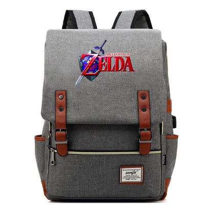 Printed Youth Student Backpack Usb Men's And Women's Casual Backpack