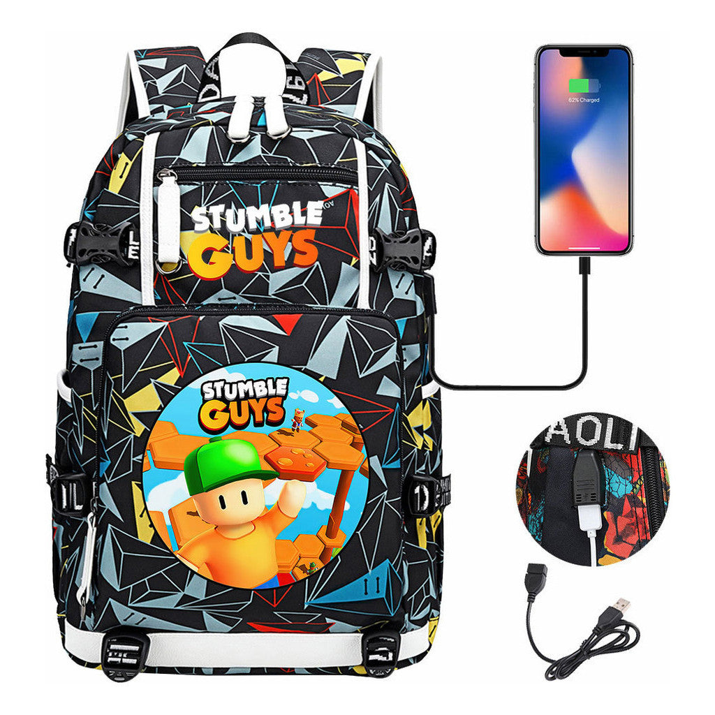 Usb Printed Student Backpack For Men And Women's Leisure Travel Backpack