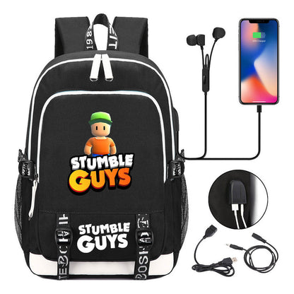 Printed Student Backpack Usb Men's And Women's Leisure Backpack