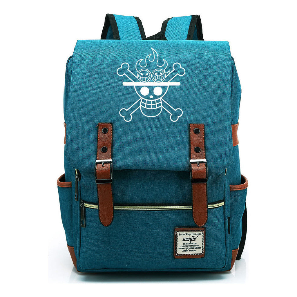 Anime One Piece King Luffy Printed Youth Student School Bag Men's And Women's Casual Belt Buckle Classic Backpack